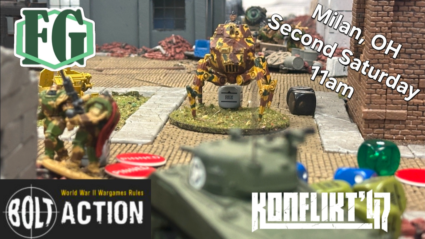 6/13 Firelands Games in Milan, OH - Second Saturday - Bolt Action and Konflikt 47 Demos