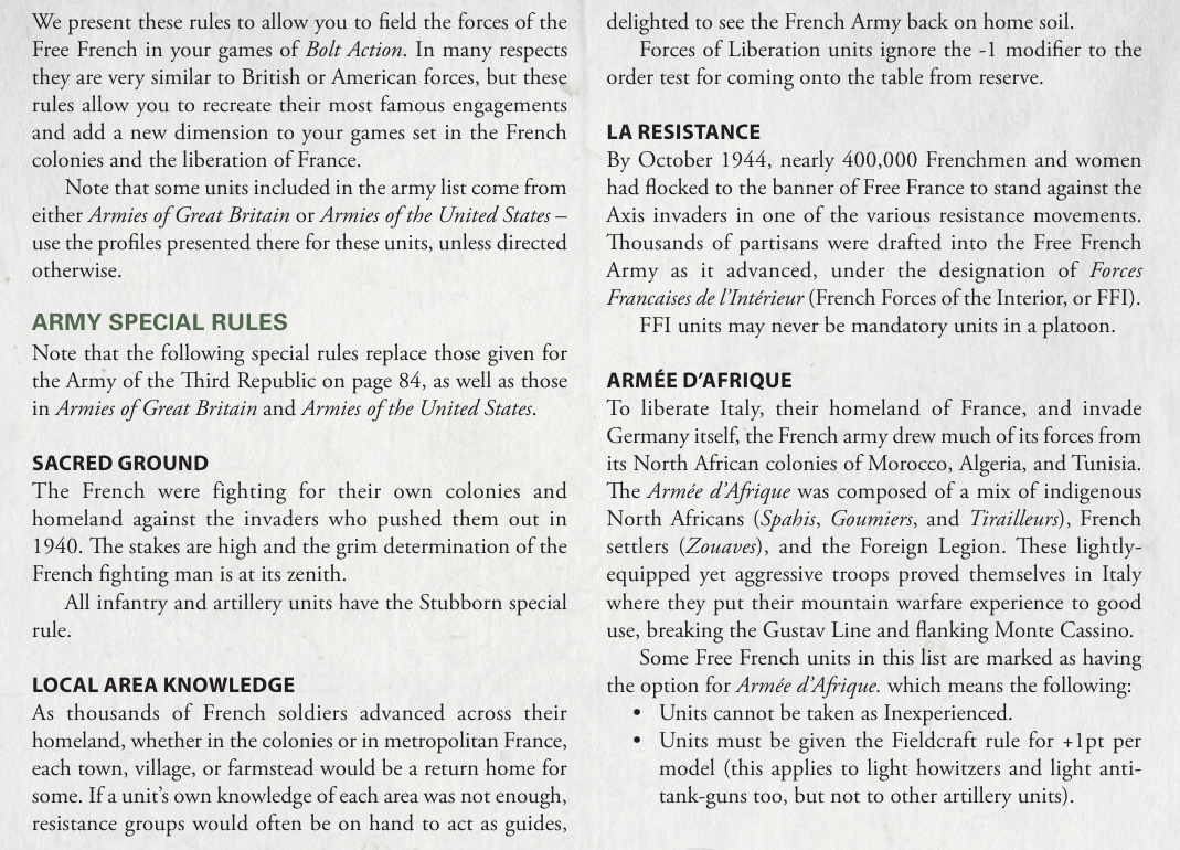 Free France Rules