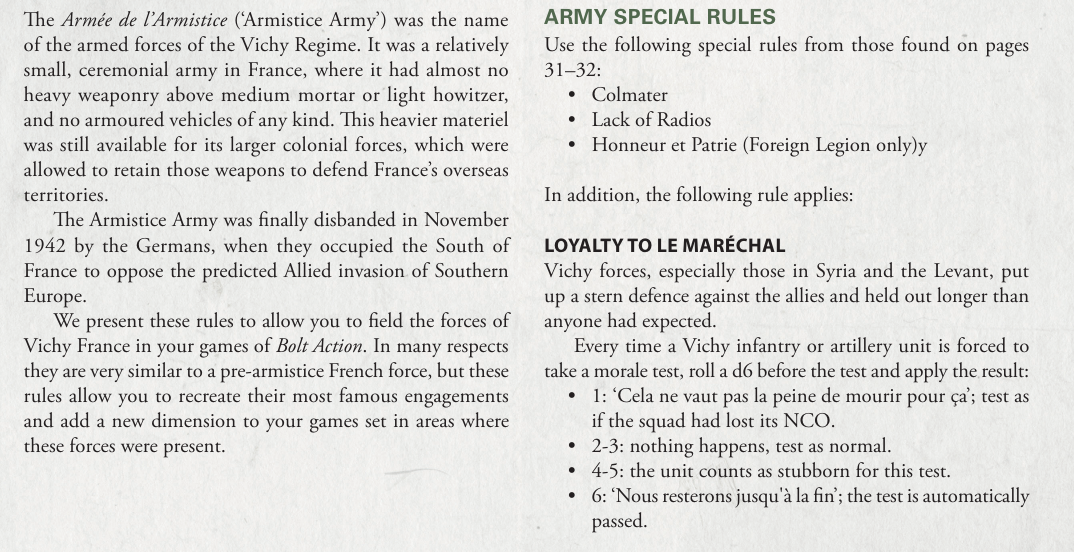 VICHY FRANCE RULES